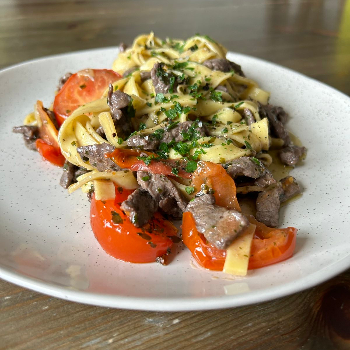 Picture of the Saturday sizzle, a spicy minute-steak pasta